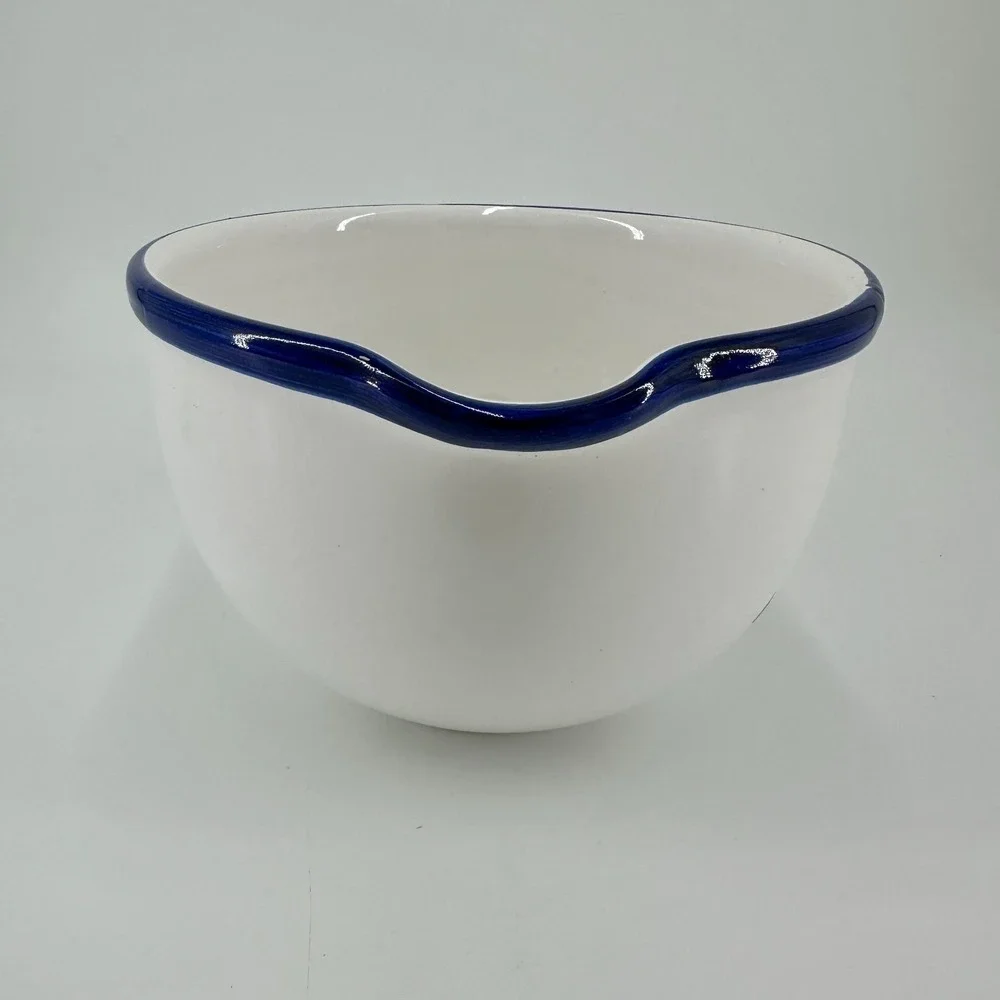 Italy Mid-Century Modern MCM Vintage White‎ Blue Goose Geese Pour Bowl Farmhouse
